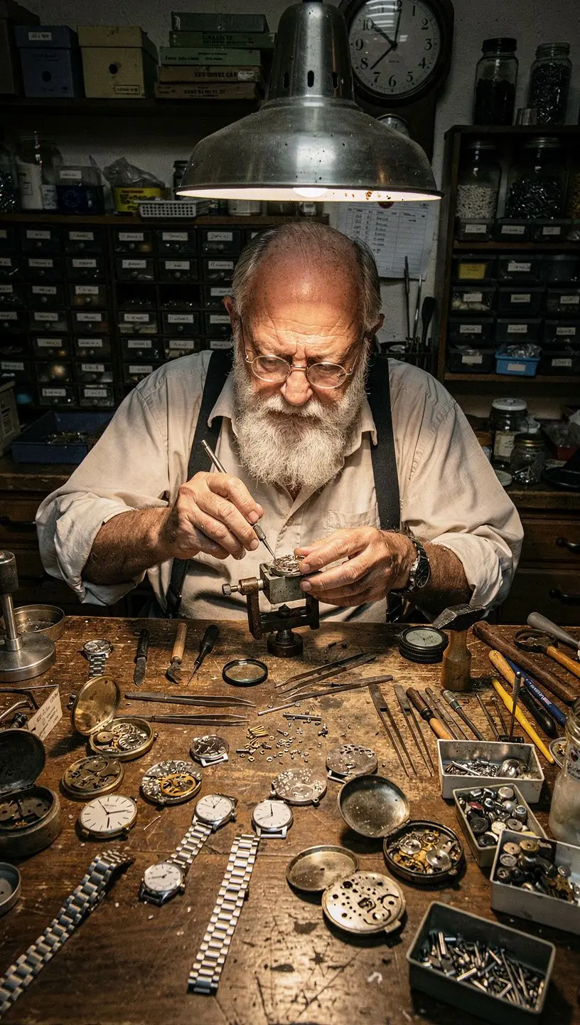 Balance wheel mechanism in watch timekeeping.